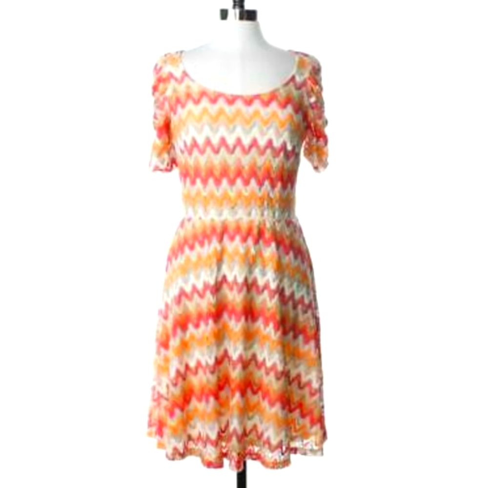 NY Collection Macy's Women Dress Knee-Length Peach Short Sleeves